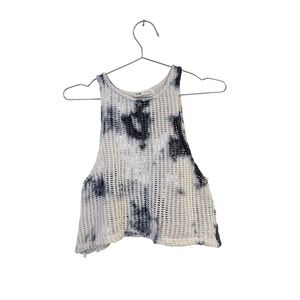 Pull&Bear Open Knit Textured Tank Top Streetwear‎ White Gray Tie Dye Small